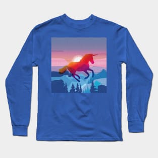 Unicorn in riding into the sunset Long Sleeve T-Shirt